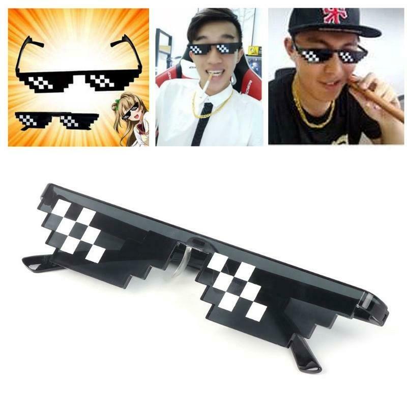 Thug Life Glasses Deal With It Glasses Pixel Women Men Black  Sunglasses