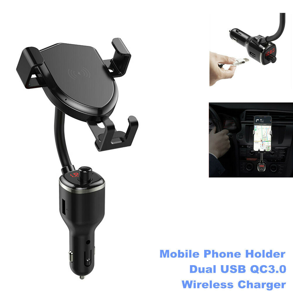 Dual USB QC3.0 Car Phone Charger Holder Bluetooth Cigarette Lighter Interface
