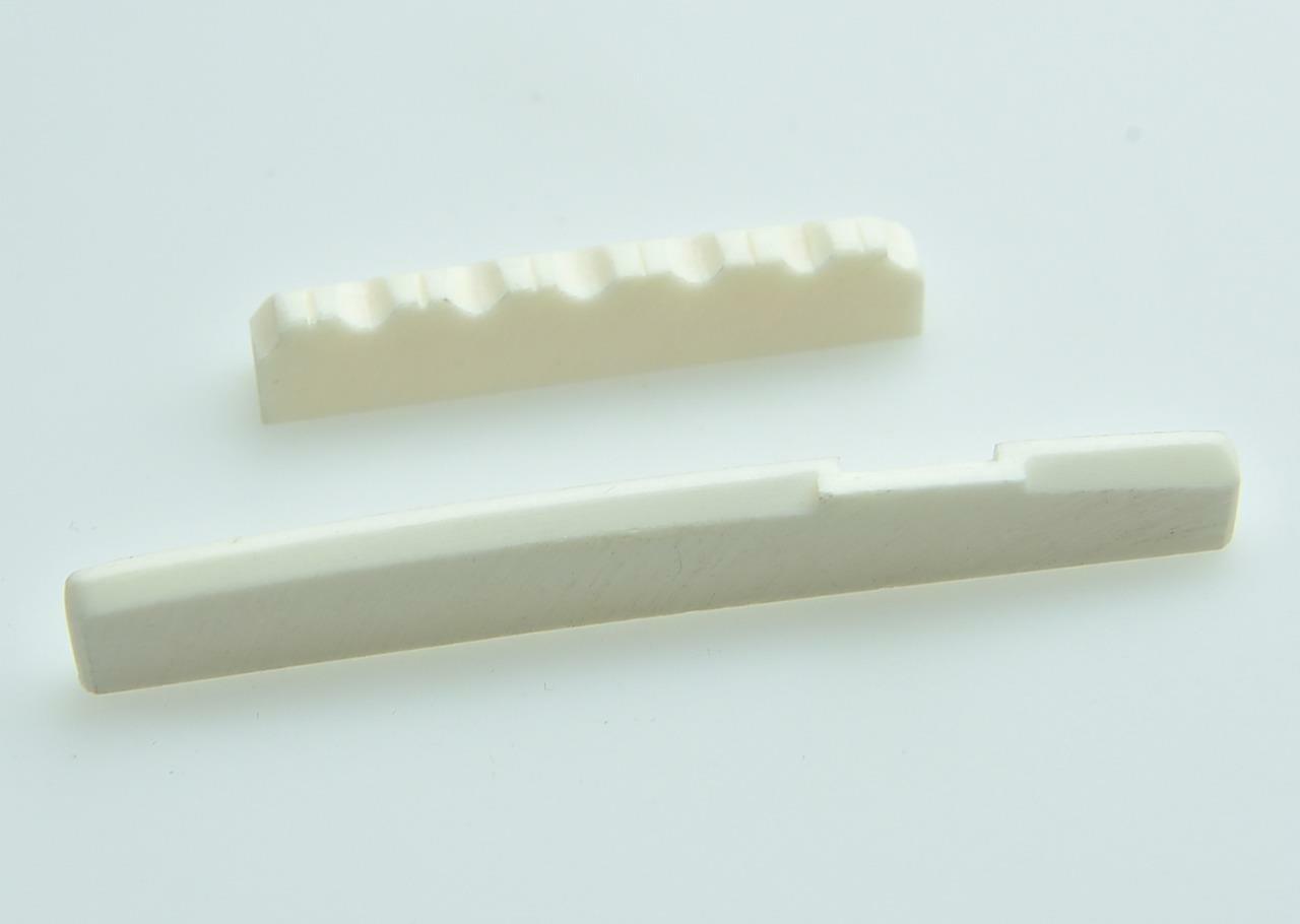 Set of Pure Bone Nut and Saddle and Bridge Pins w/ Shell Dot for Acoustic Guitar