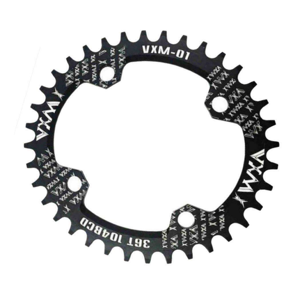 Bike Chainring 104 BCD Narrow Wide Chain Ring 1 Speed Chainwheel Black 36T