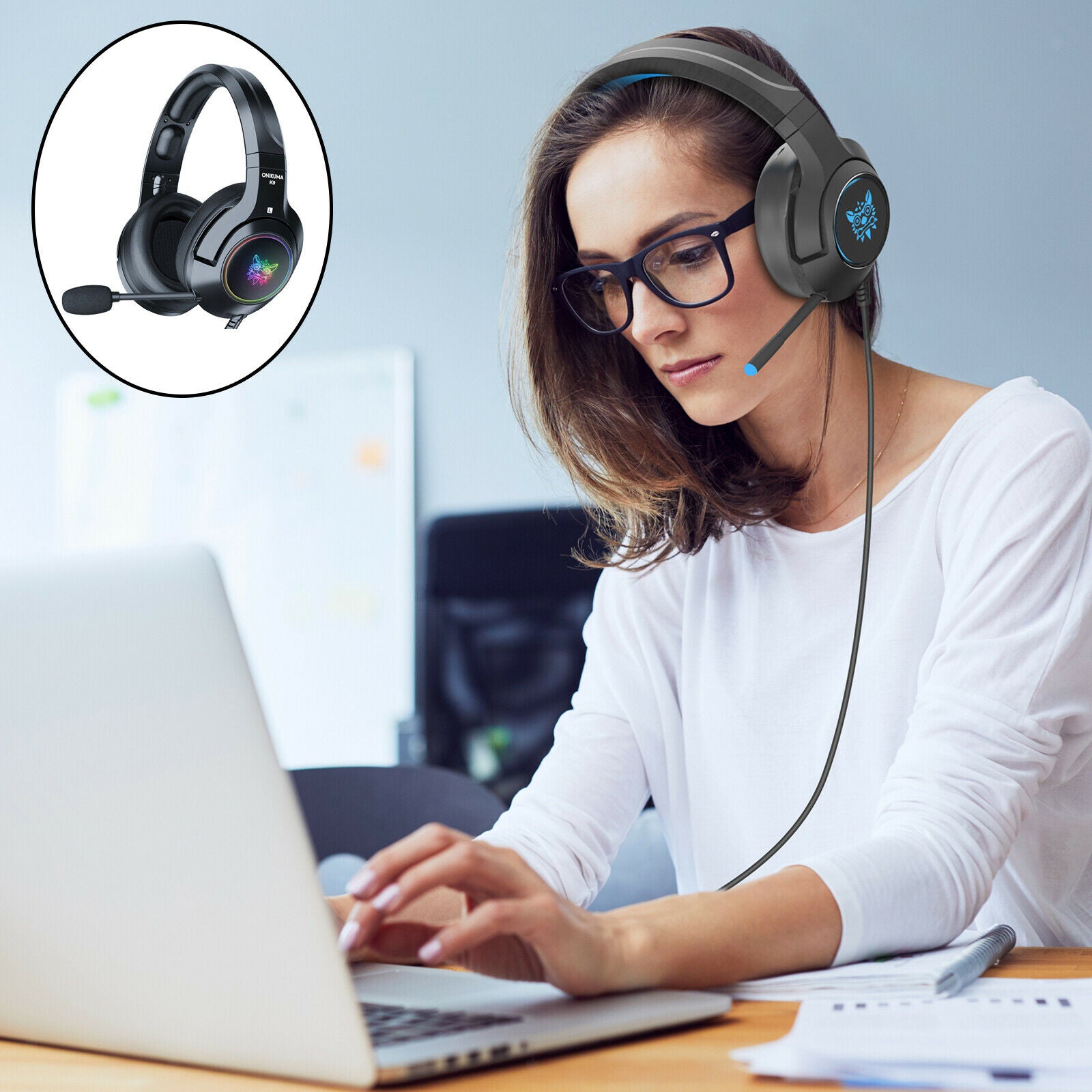 RGB LED Light Gaming Headset Wired Stereo Surround Sound for PS4 PC Laptop