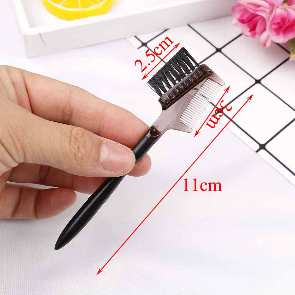 Women double-sides brow comb eyebrow brush wood holder make-up tool blac.l8