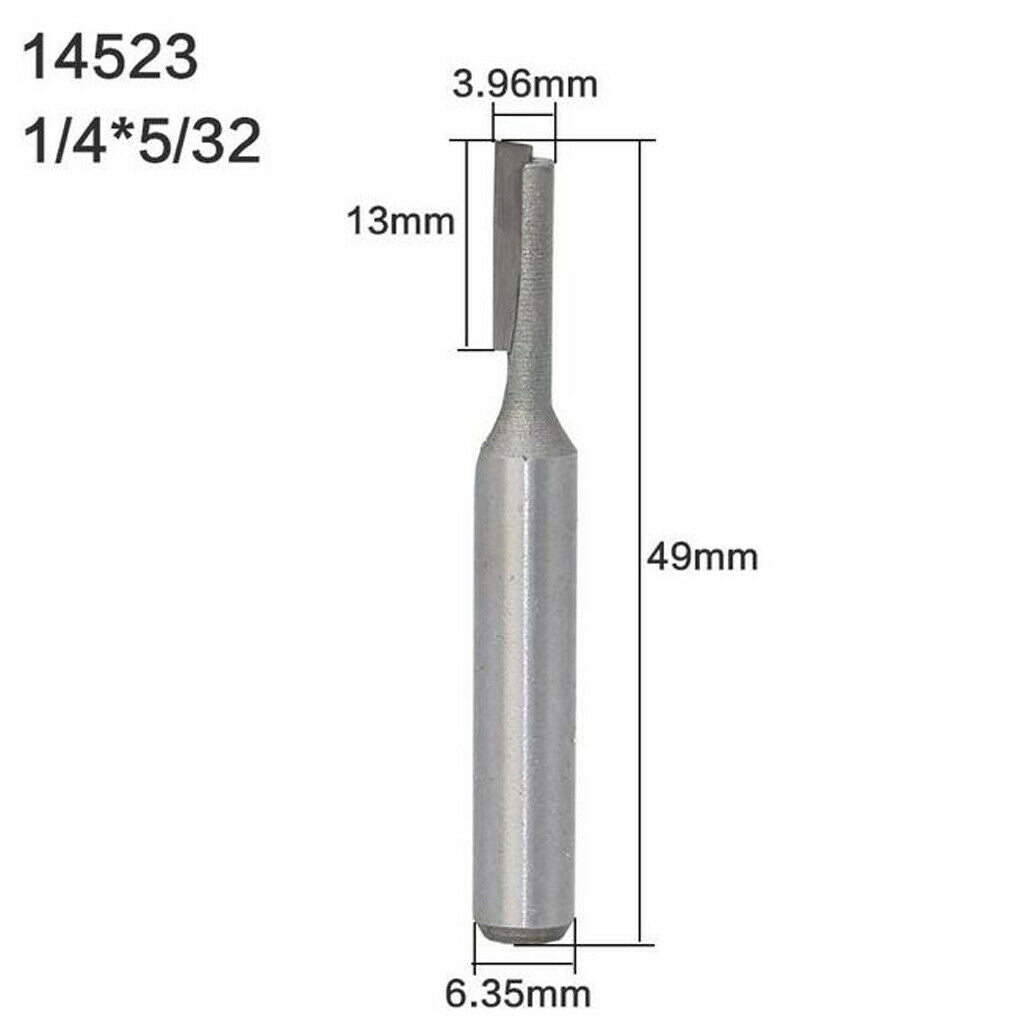 3PCS 1/4 Shank Single Flute Straight Cutters, 1/4, 1/8, 5/32 Cut Dia