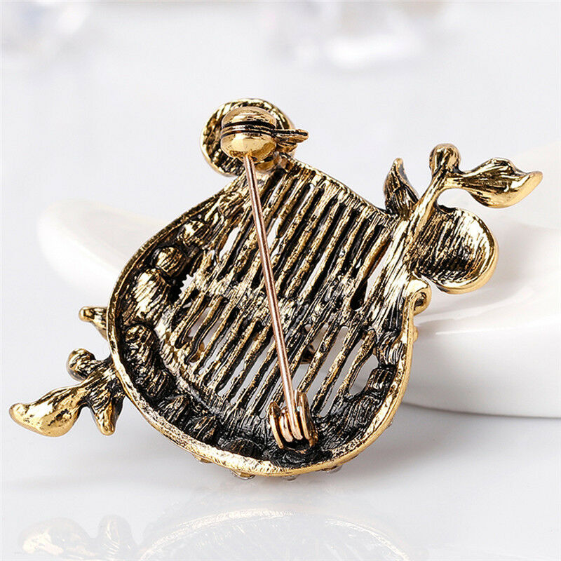 Christmas`Crystal Enamel Brooch Pin Harp Lute Collar Rhinestone Brooches`.l8