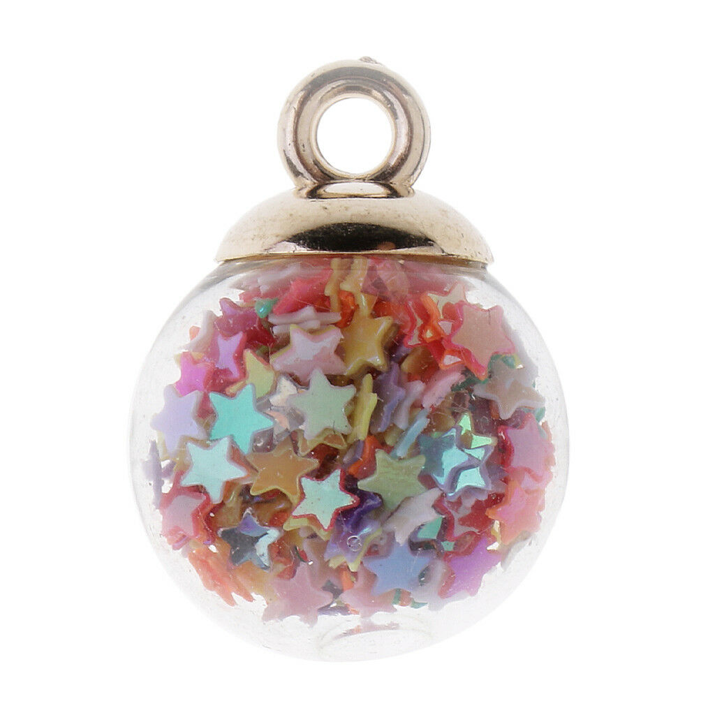 20xLucky Star Glass Wishing Ball Pendant Charms DIY Necklace Earring Jewelry