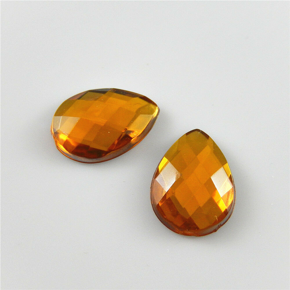 200 pcs Orange Colors Acrylic Teardrop Shaped Crystal Flatbacks Crafts 14x10mm