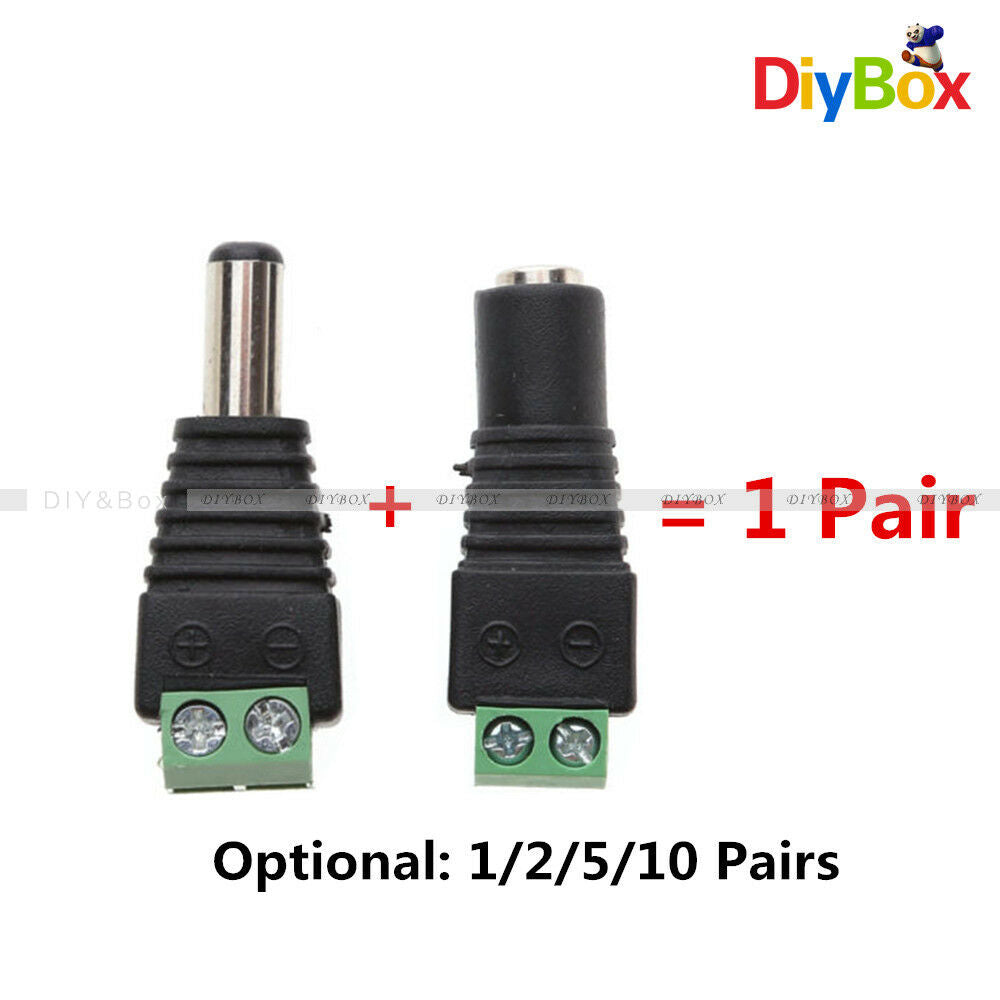 DC 12V 1Pair Male Female Plug Power Jack CCTV Camera Connector Adapter 2.1x5.5mm