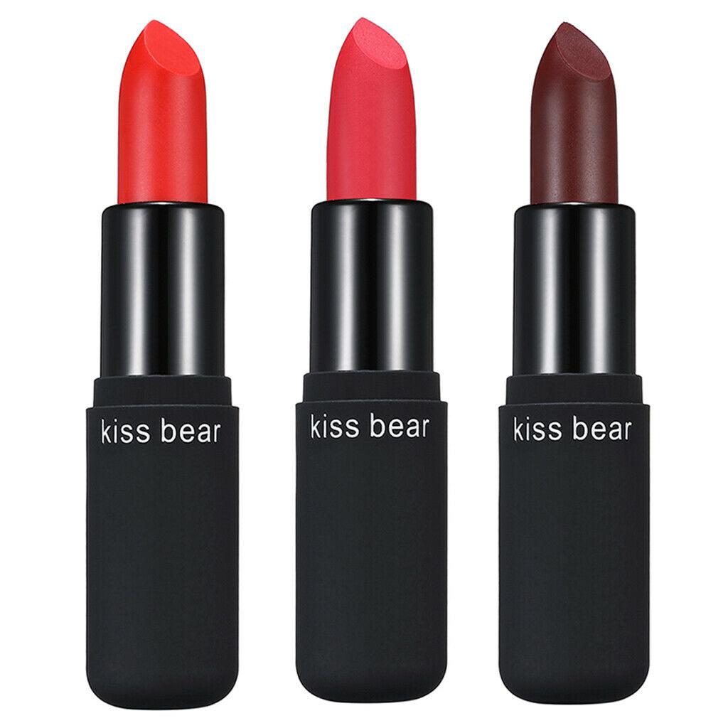 3 Colors Cosmetic Matte Lipstick Makeup Set Long Lasting Lip Stick #1#2#3