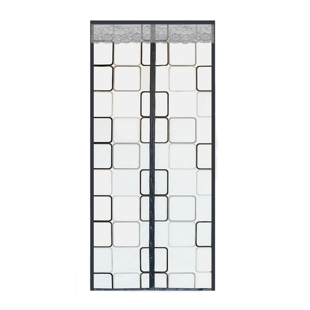1Pcs Plastic Anti-insect Door Curtain Grey Plaid Screen Screen Door Closure