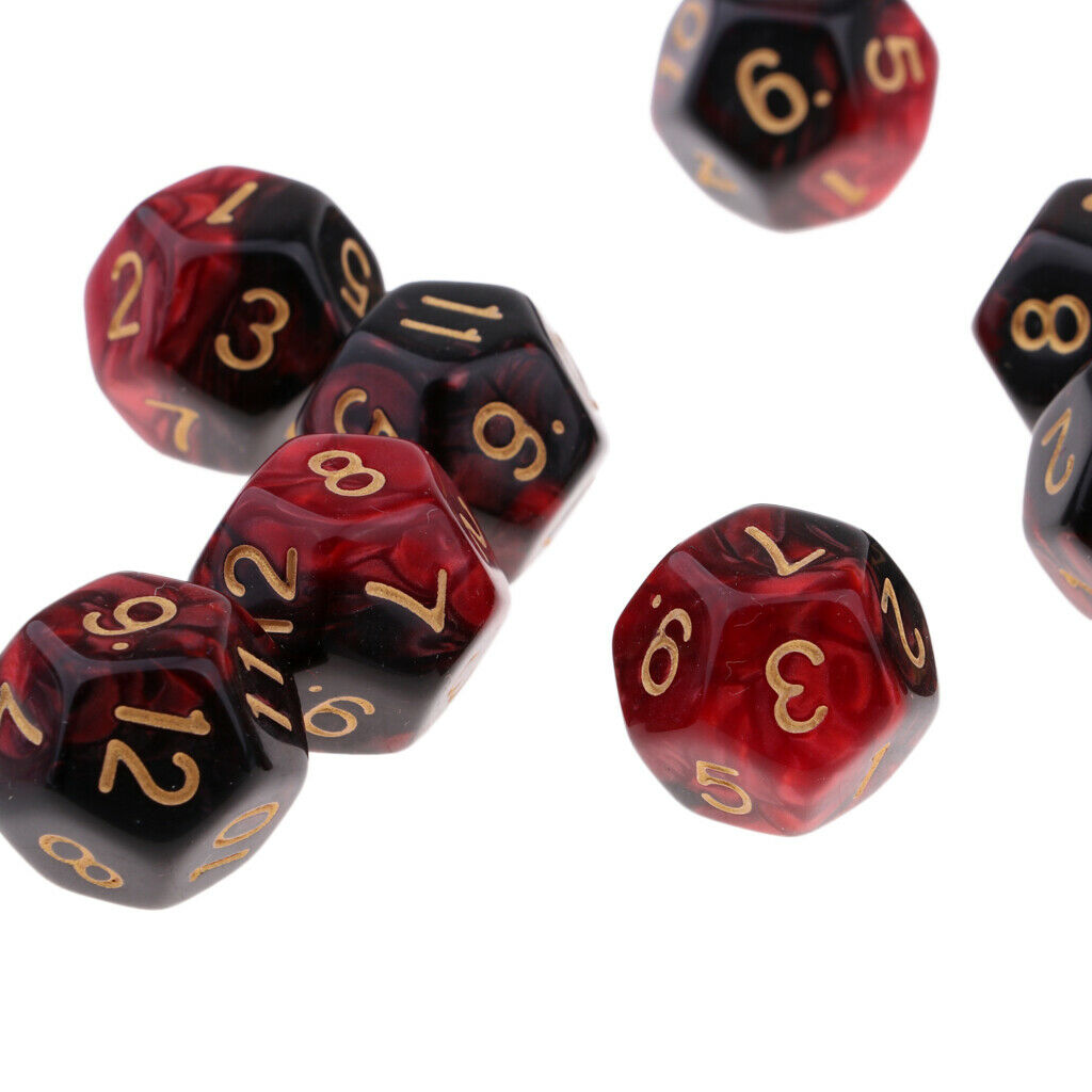 Multi-sided Dice Polyhedron Dice D12 for D&D TRPG Table Game  Black