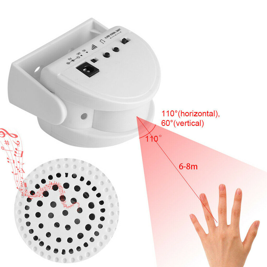 1x New Wireless Gate Door Bell Welcome Alarm Motion Sensor Doorbell White
