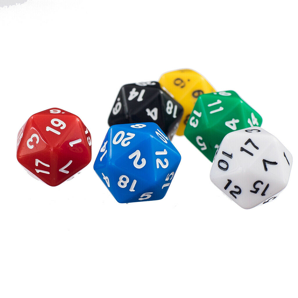 6Pcs 20 Sided Dice D20 for MTG TRPG D&D Roleplaying Casino KTV Game Supplies