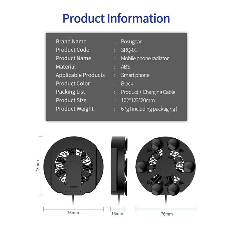 Universal Phone Cooler Adjustable Portable Fan Holder Heat Si.l8