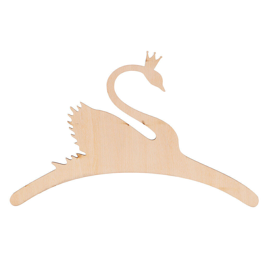 1Pc Cute Swan Shape Kids Room Wooden Coat Clothes Hooks Hangers Natural Wood
