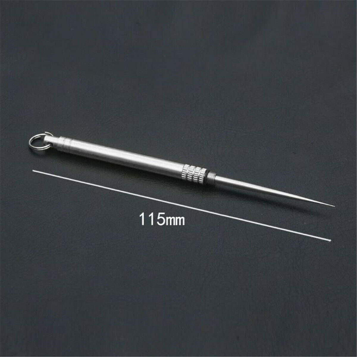 Outdoor Camping Titanium Toothpick Holder Fruit Fork Keychain Survival Tool