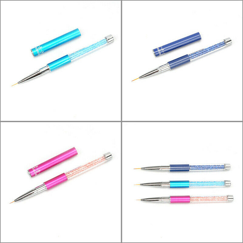 3Pcs Nail Art Liner Brush Pen Drawing Handle Salon Nylon Hair Brushes Tool