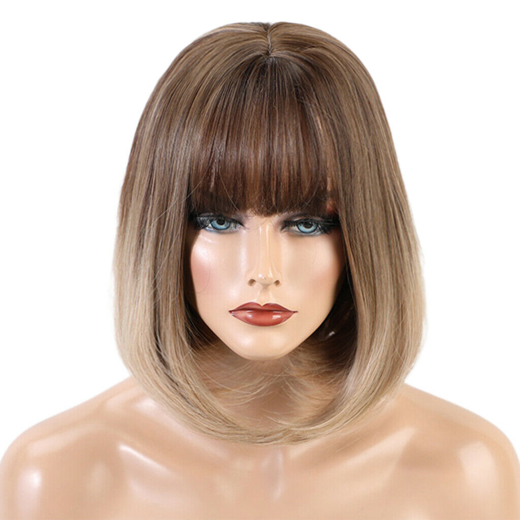 12'' Charming Lady Middle Part Straight Bob Wigs for Daily Party Prom Brown