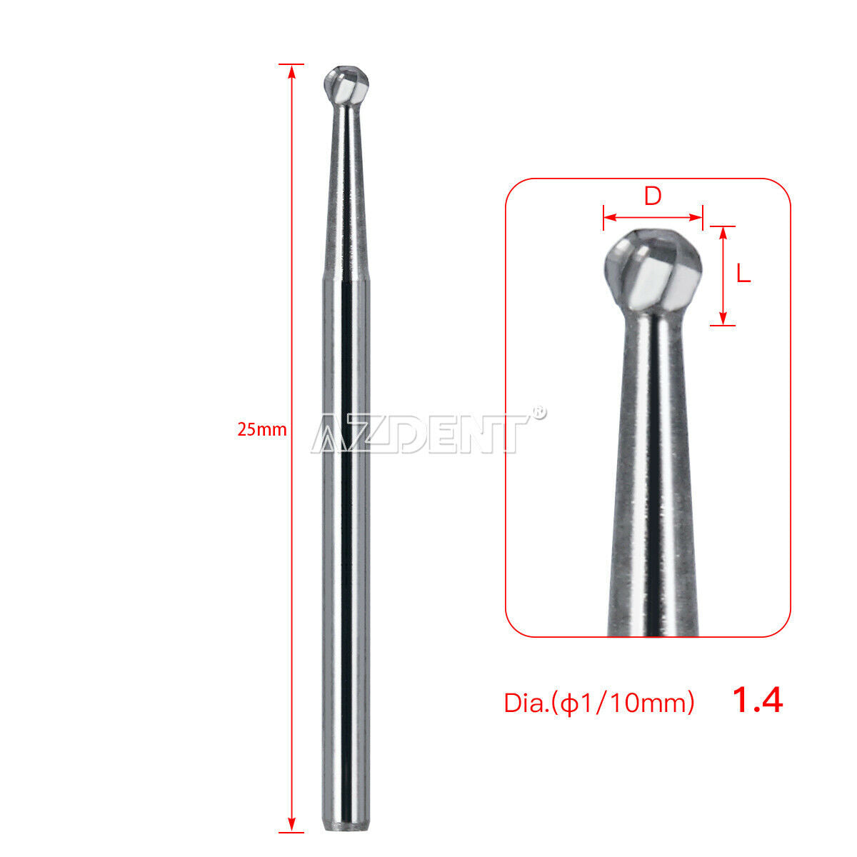 10 Kits Dental Surgical Tungsten Carbide Burs Round Type FGXL 4 25mm 1.4mm