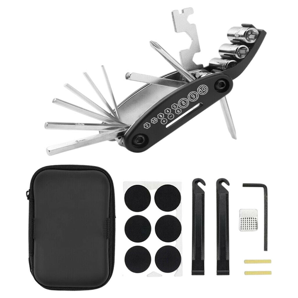 Bike Tire Tools Kit Patches Portable with Carrying Bag for