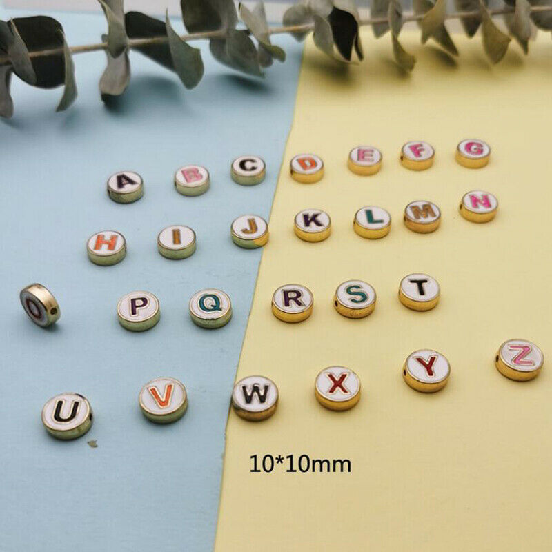 26Pcs Enamel Colorful A-Z Two-sided Letters Alphabet Beads DIY Jewelry Fi.l8