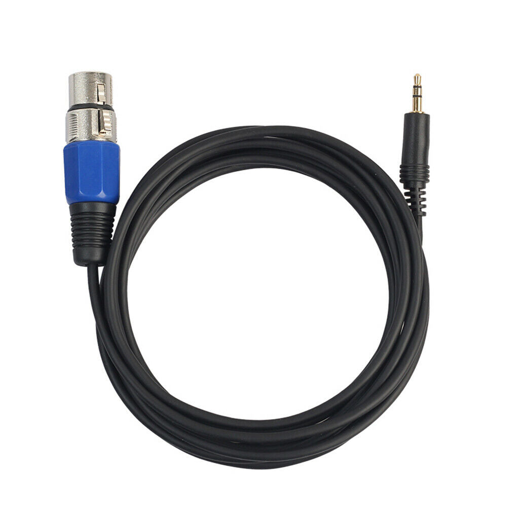3.5mm 1/8" Male to XlR Female Stereo Mic Cable Mixer Speaker 10ft Blue