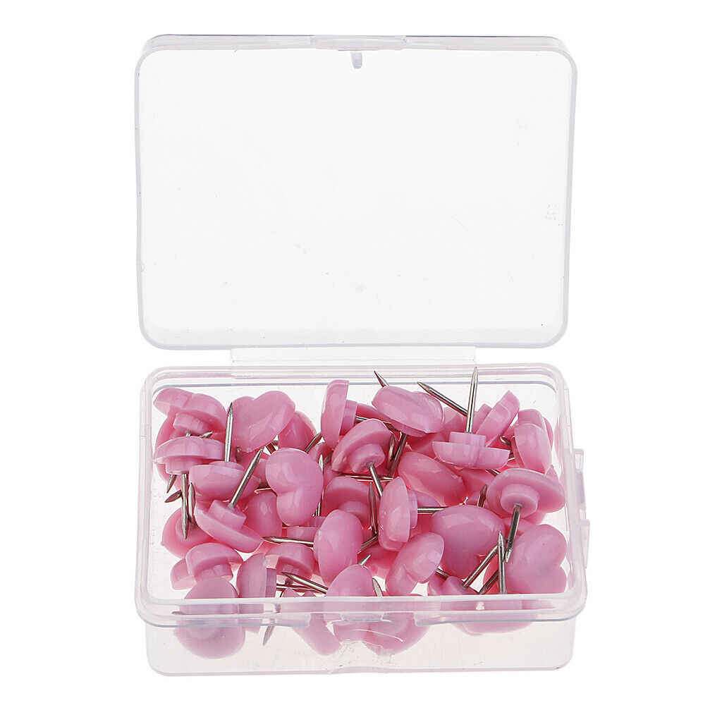100pcs Heart Head Drawing Pins Thumb Tacks Push Pins for School Office 12mm