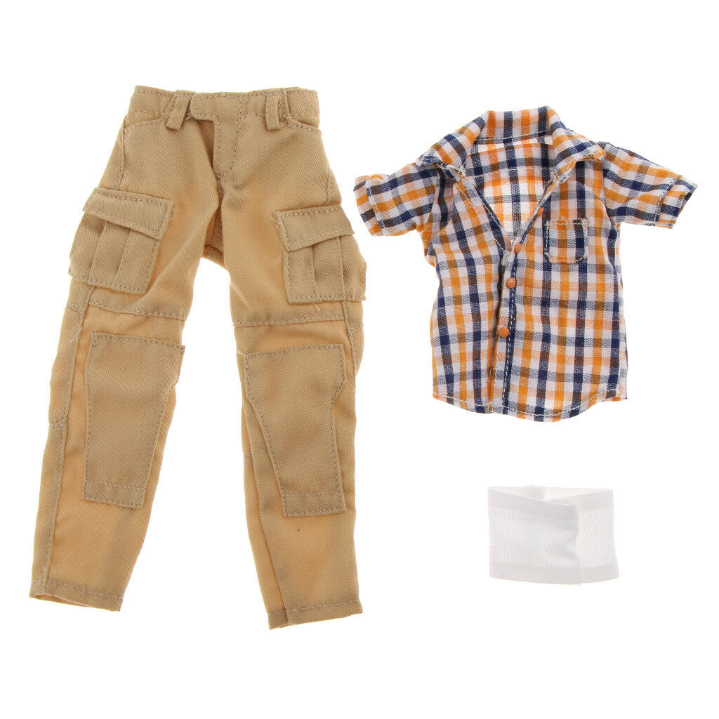 1/6 Scale Yellow Plaid Shirt Top Pants Set for 12"   Phicen Female