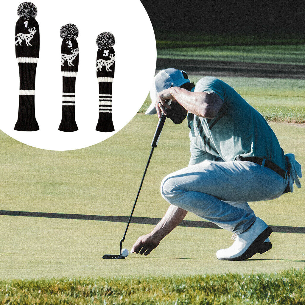 3x Elk Pattern Golf Head Cover No. 1 3 5 Driver Wood Club Headcovers