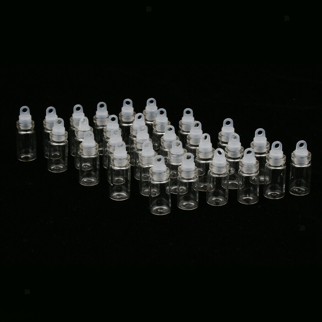 60Pcs 1+2ml Small Glass Bottle with Stopper Tiny Vials Wishing Lucky Jars