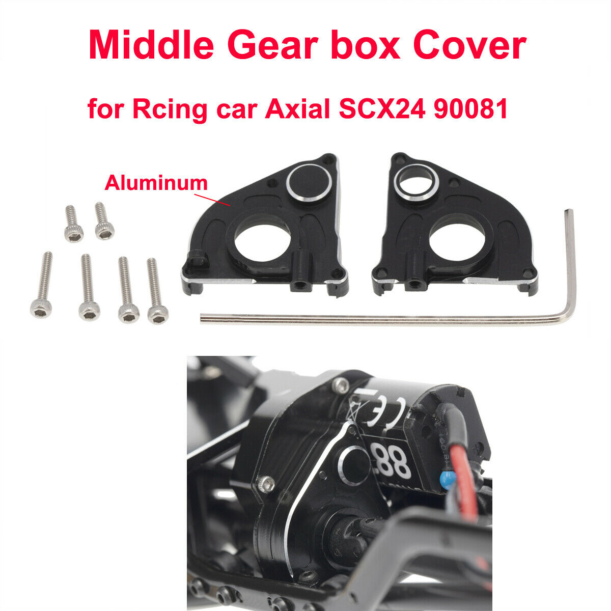1Pair for Rcing car Axial SCX24 90081 Aluminum Middle Gearbox Cover Black Newest