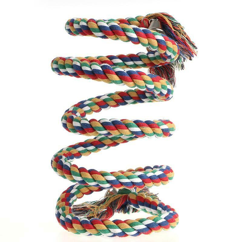 Pet Parrot Chew Rope Budgie Bell Bird Perch Coil Swing Cockatiel Cage Hang Toys
