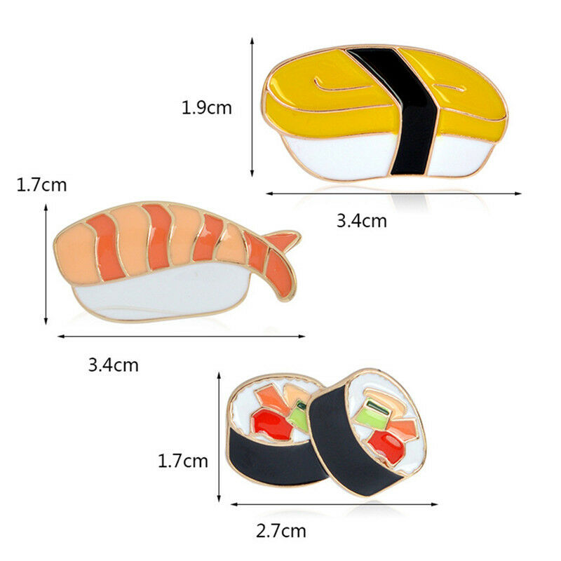 3x/Set Enamel Japanese Food Sushi Brooch Pins Shirt Collar Badges Pin Jewe.l8
