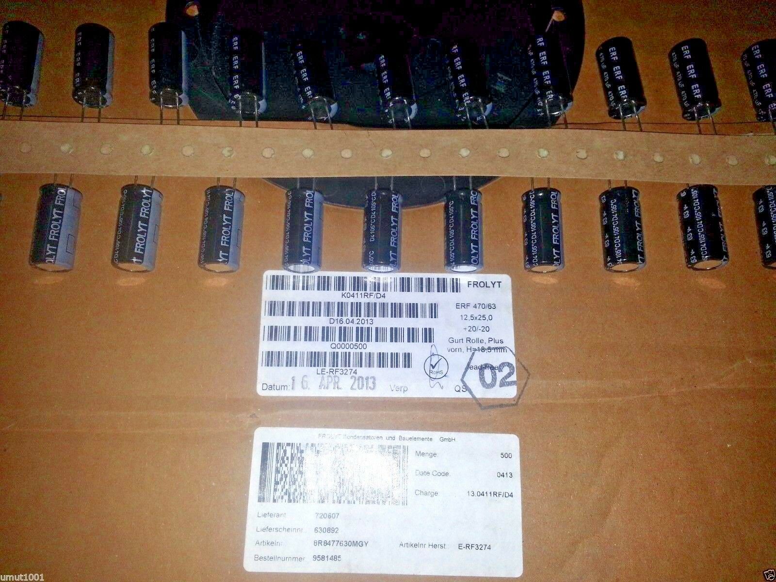 50pcs NEW FROLYT ERF 470uf 63v 105C LOW ESR VERY Long LIFE HI END AUDIO CAPS !