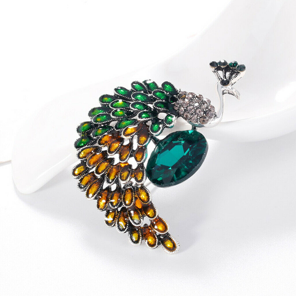 Women's Crystal Beautiful Peacock Brooch Fashion Wedding Animal Bouquet Brooch