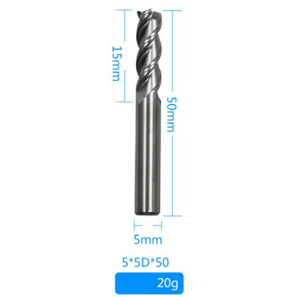 5x5Dx50mm Milling Cutter Wear-resistant Flat-end Tungsten Steel HRC45 New