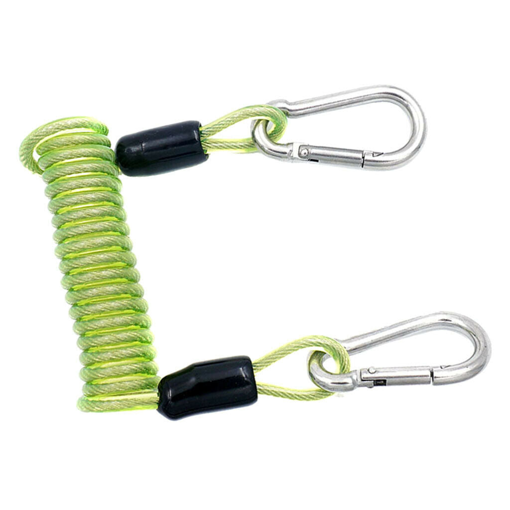 2X Professional Scuba Diving Spiral Spring Coil Lanyard Safety Emergency Green