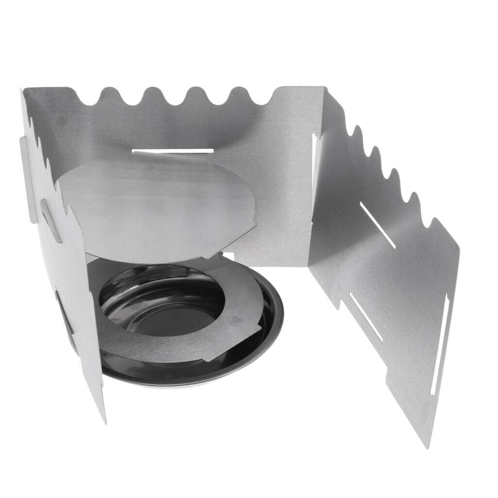 Portable Folding Stainless Steel Camping Hiking Cooking Alcohol Stove Burner
