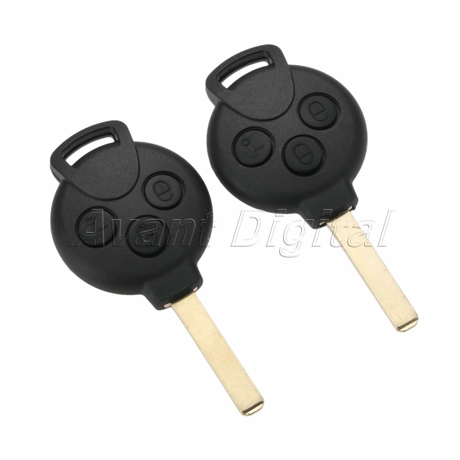2Pc Car Remote Key Fob 3BTN ID46 Chip For 2007–13 Mercedes-Benz Smart Fortwo 451