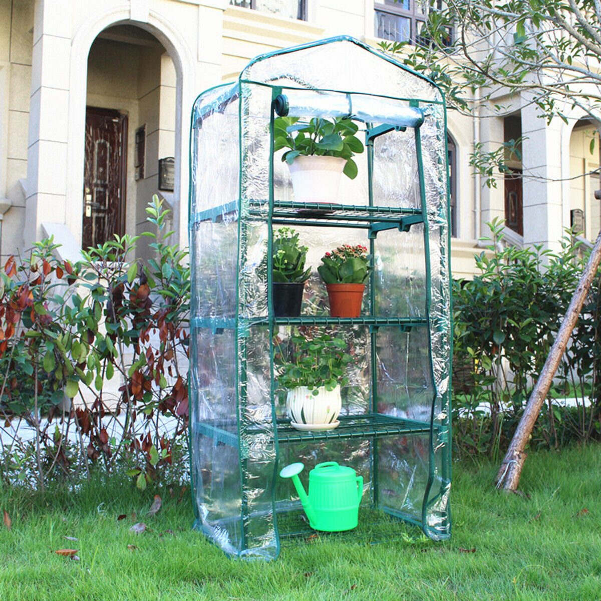 Greenhouse Outdoor PVC Cover Plant Flowers Shelves Walk-in Garden Green House