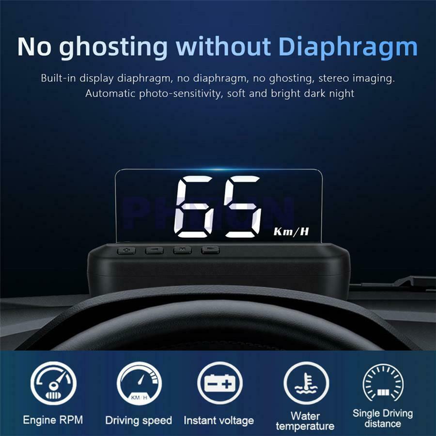 New OBD2 HUD Car Head Up Display Mirror Projecting Speed Water Temp KMH MPH RPM