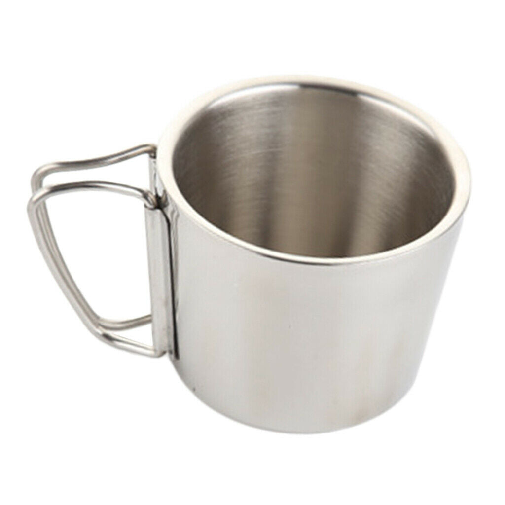 2Pcs Stainless Steel Mugs Metal Coffee Tea Cup Mug Cups Handles