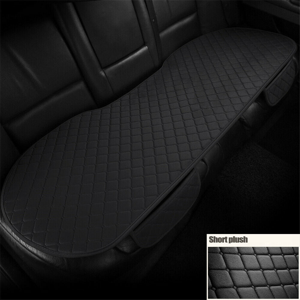 Black Short Plush Car SUV Rear Seat Cover Cushion W/ Pockets Winter Universal