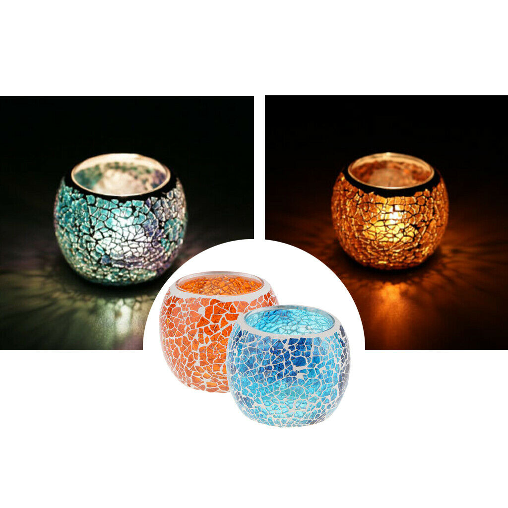 Votive Candle Holder Glass Candlestick Orange And Blue Candlestick