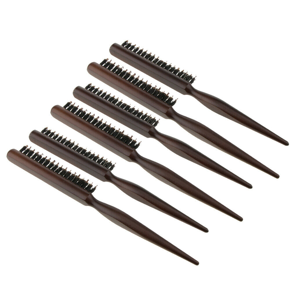 6 Pieces Wood Comb 3 Rows 24cm, Professional Hairdressers Brush