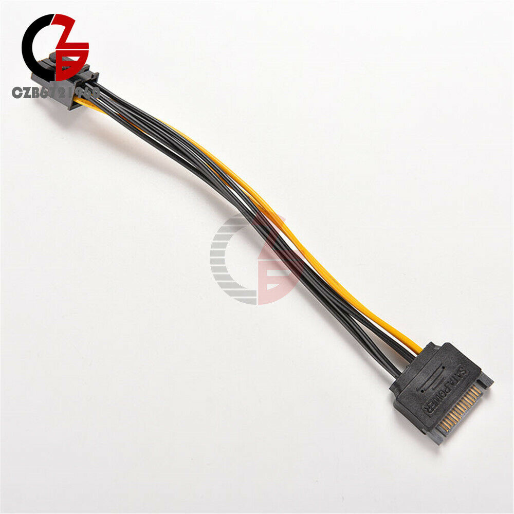 15 Pin SATA Male to 6 Pin PCI-E Video/Graphics Card Power Adapter 20CM Cable