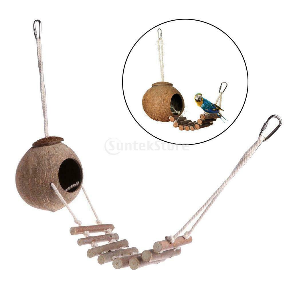 Natural Coconut Bird Nest Toys for Indoor Outdoor Bed for Parrot Budgies