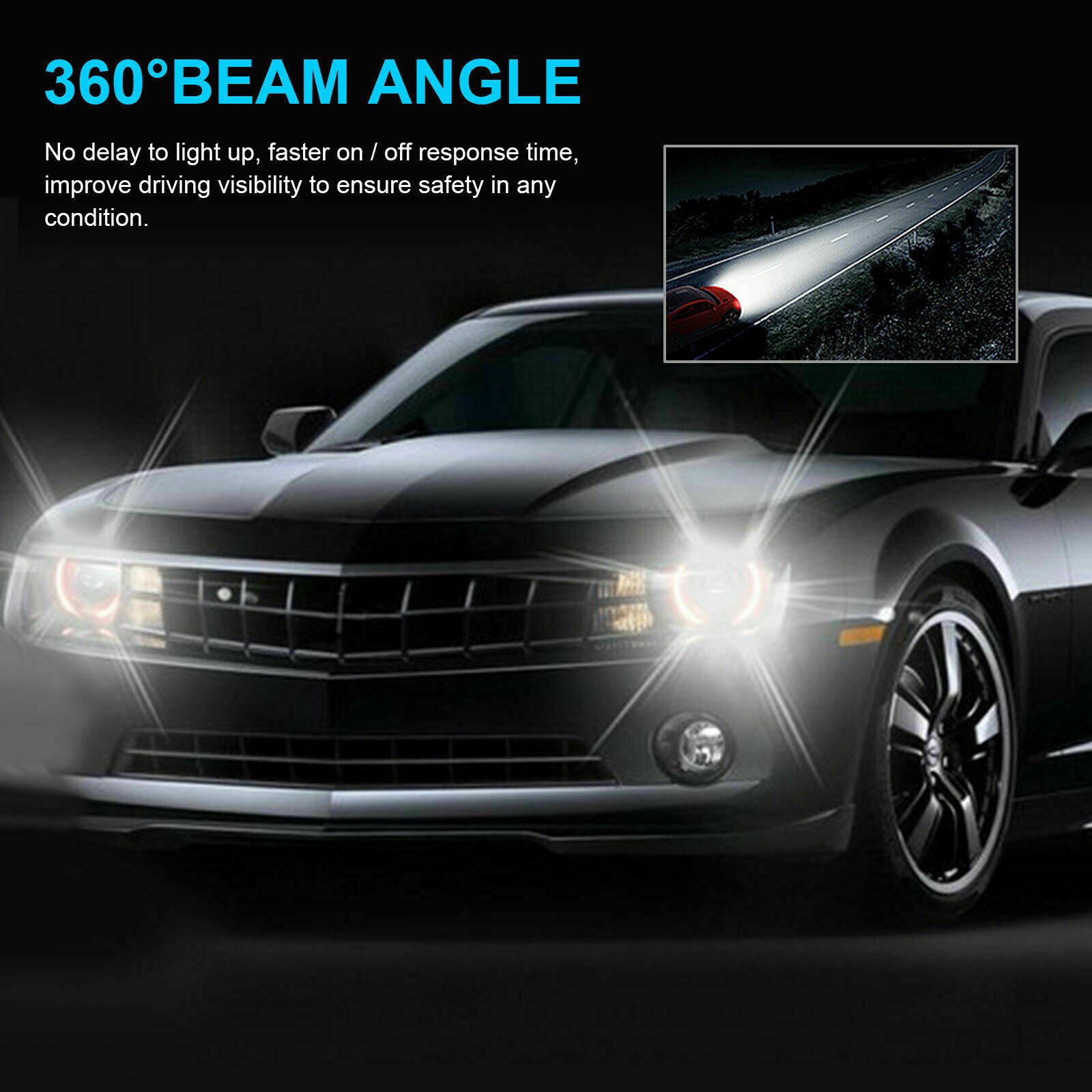 H1 LED Halogen Headlight Bulbs 6000K High Low Beam Light 100W Ultra White