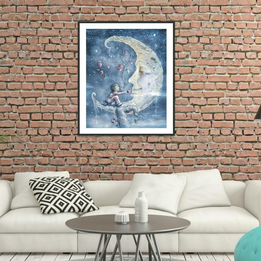 5D DIY Full Drill Diamond Painting Moon Face Cross Stitch Mosaic Craft Kit @