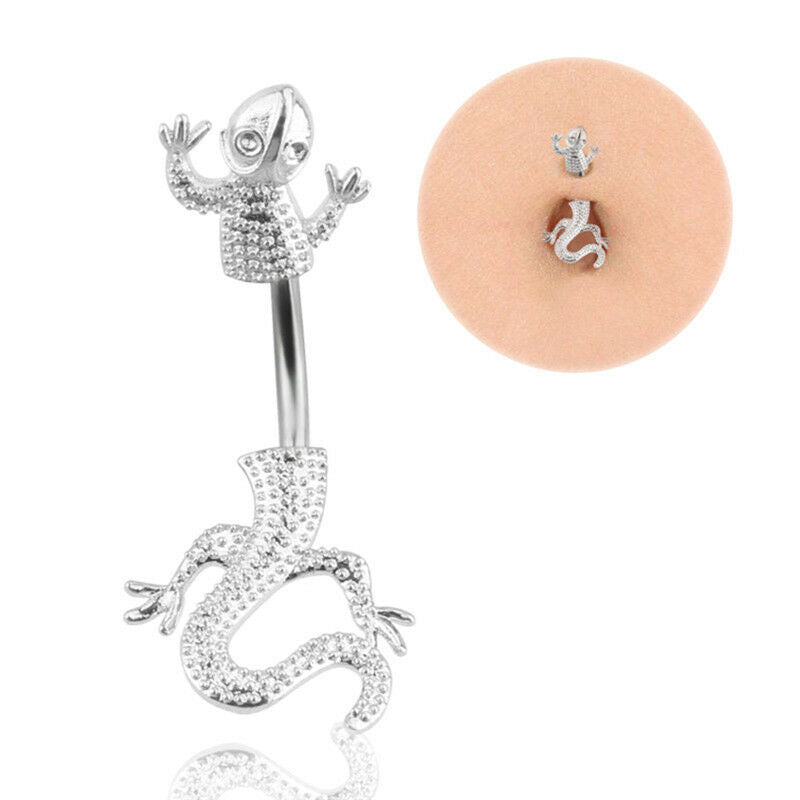 Stainless Steel Lizard Navel Belly Button Ring Bar Women Body Piercing Jew.l8