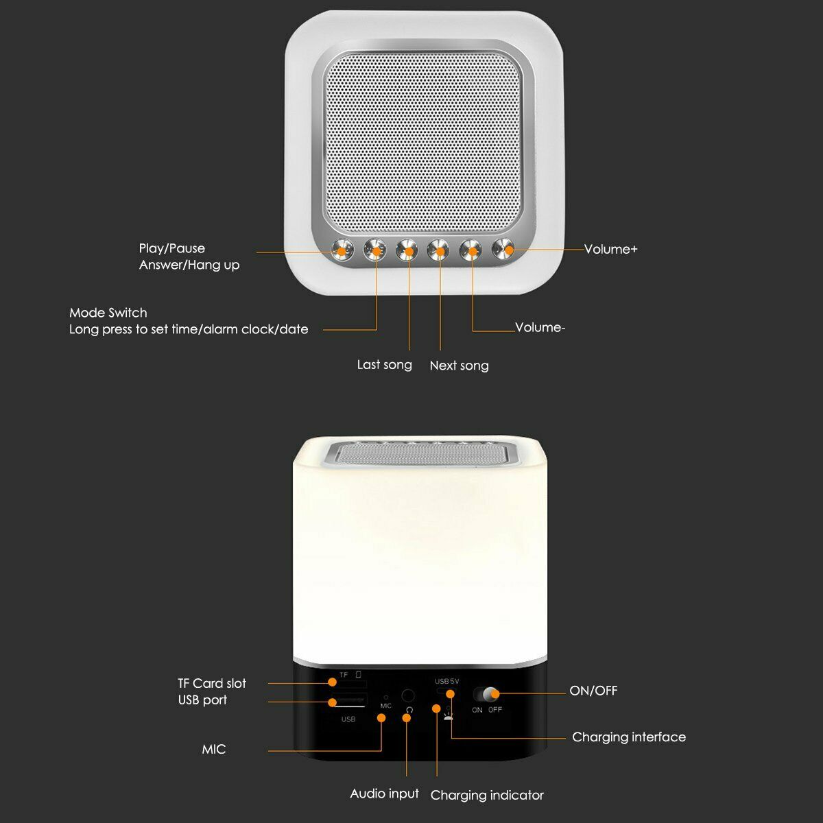 LED Handfree HIFI Speaker Music Smart Touch & Night Light Desk Lamp Alarm Clock